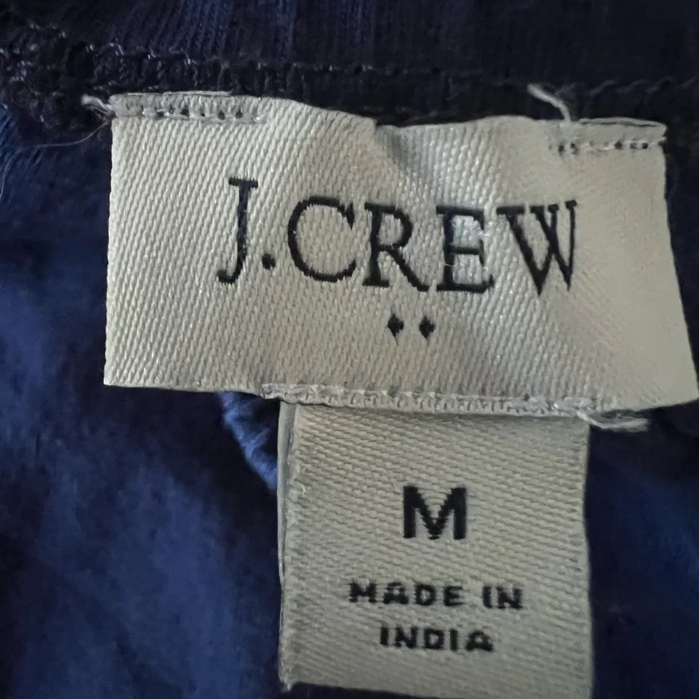 J. Crew Navy Blouse with Puff Sleeves Size M